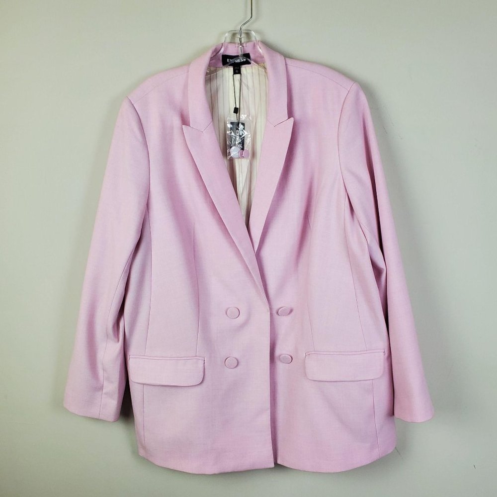 Express Pink Double Breasted Boyfriend Blazer Size - Picture 4 of 9